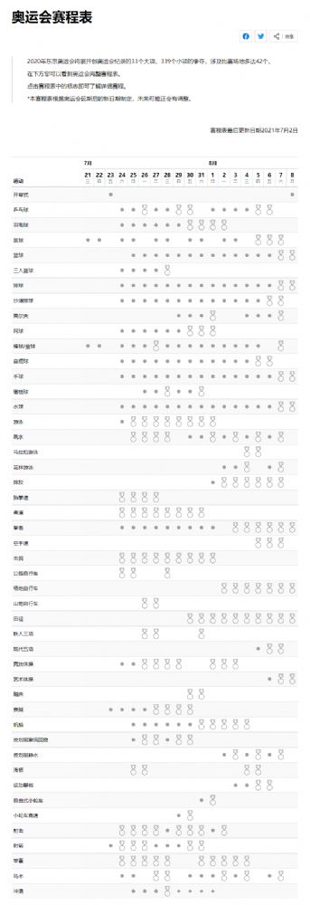 2021东京奥运会完整赛程表 中国队夺金点一览 2021东京奥运会完整赛程表 中国队夺金点一览