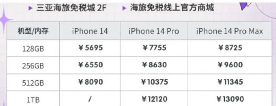 iPhone14海南免税价格是多少 iPhone14海南免税价格是多少