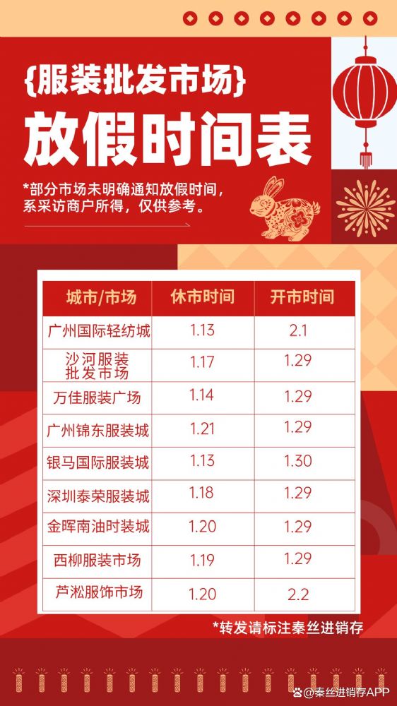 批发市场 2023年全国服装批发市场放假时间